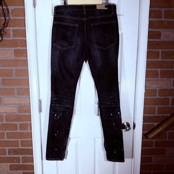 MNML Other - MNML Dark Wash Jeans Men’s 31 Skinny Distressed Ripped Zip on Hems Buttons-Fly